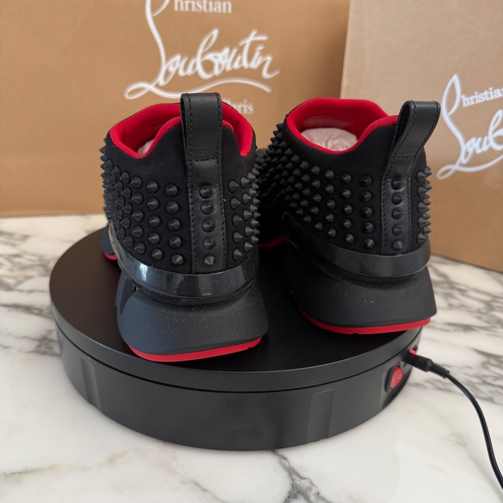 Christian Louboutin 1190270 Men's Black Spike-Sock Flat Neoprene, sizes - Picture 6 of 15